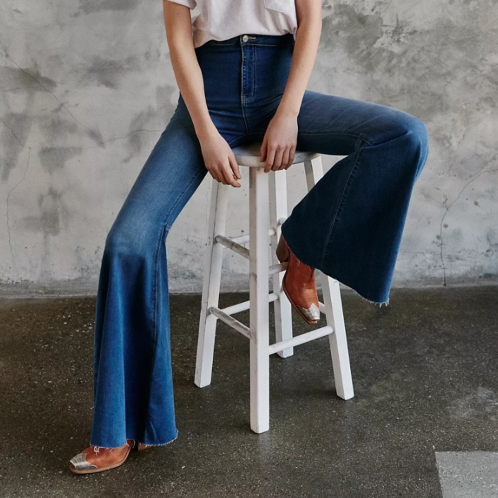 Free People High-Rise Dark Blue Flare Jeans